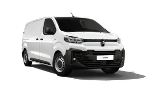 Vit Citroën Jumpy skåpbil, frontvy. Kanske ett problem med den här modellen?