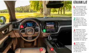 Interiörbild på en Volvo V60. Instrumentpanelen visar navigation. Kanske är det därför volvo v60 startar inte?