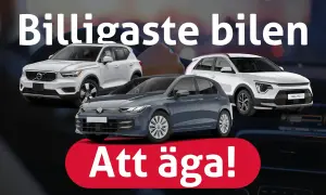 Jämför totalkostnad elbil vs diesel. Tre bilar visas: en Volvo, en VW och en Kia.