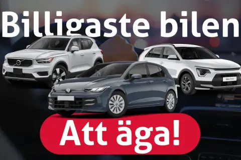 Jämför totalkostnad elbil vs diesel. Tre bilar visas: en Volvo, en VW och en Kia.