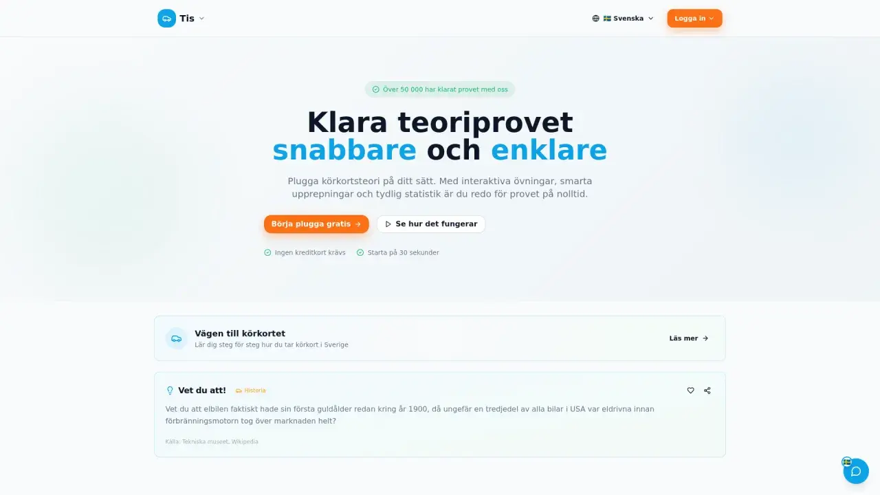 Klara teoriprovet snabbare och enklare. Plugga körkortsteori med interaktiva övningar och statistik. Börja gratis!