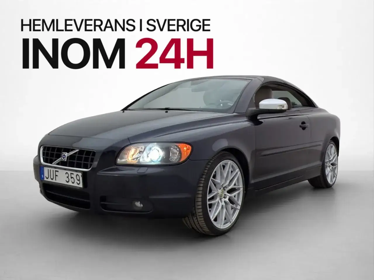 M&ouml;rkgr&aring; Volvo C70 cabriolet med kromade f&auml;lgar. Hemleverans inom 24h i Sverige. Inga problem med cabben h&auml;r!